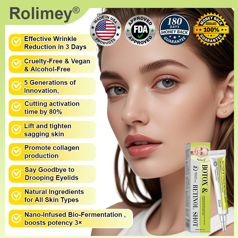 👨🏻‍⚕️ Made and shipped from the USA Rolimey® Botox & Vita-A Retinol Shot Wrinkle-Lift Tightening cream - Last Day Promotion 70% OFF