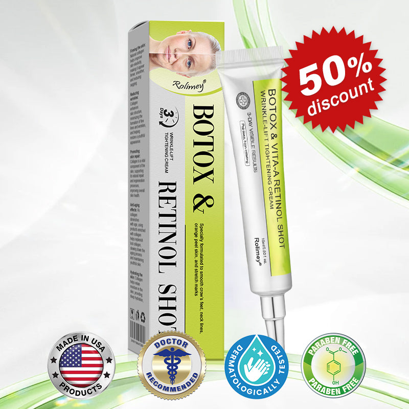 👨🏻‍⚕️ Made and shipped from the USA Rolimey® Botox & Vita-A Retinol Shot Wrinkle-Lift Tightening cream - Last Day Promotion 70% OFF